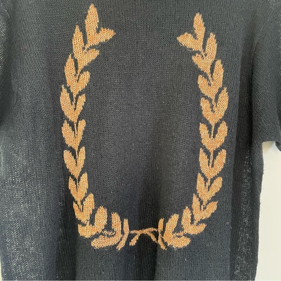 Wildfox Black Oversized Short Sleeve Knit Sweater Gold Metallic Graphic - Picture 2 of 4